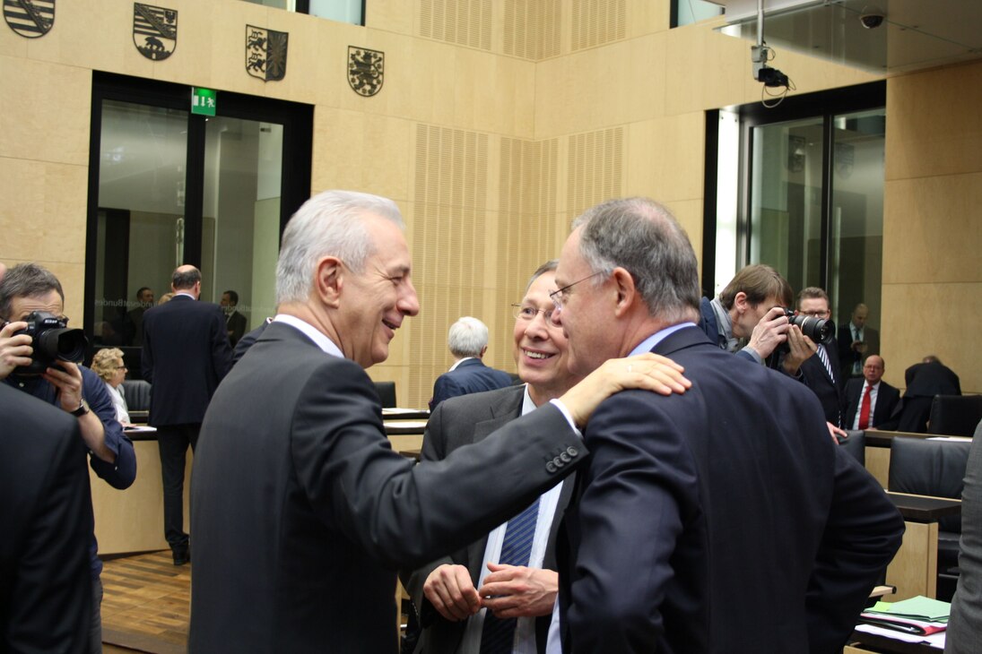 Bundesratspräsident Tillich, Ministerpräsident Weil, Bürgermeister Sieling