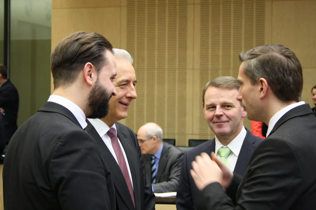 Staatsminister Gemkow, Bundesratspräsident Tillich, Staatsminister Dulig, Staatsminister Dr. Jaeckel