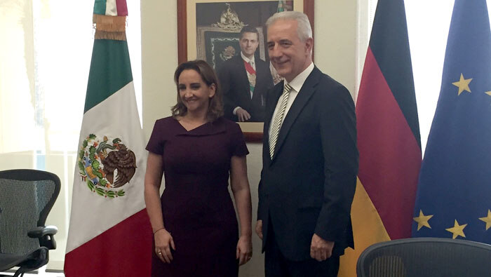 Portrait der mexikanischen Außenministerin Claudia Ruiz Massieu und Bundesratspräsident Tillich