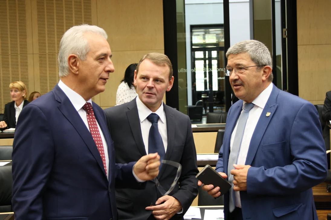 Bundesratspräsident Tillich, Staatsminister Jaeckel, Minister Caffier