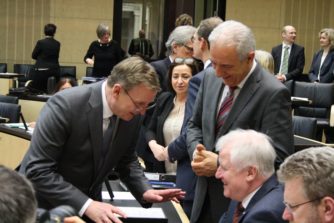 Ministerpräsident Ramelow, Bundesratspräsident Tillich und Ministerpräsident Seehofer 