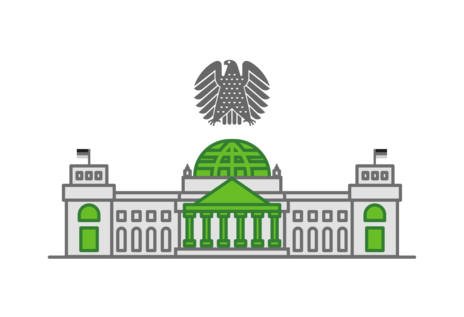 Ein Icon, welches das Gebäude des Bundestages darstellt.